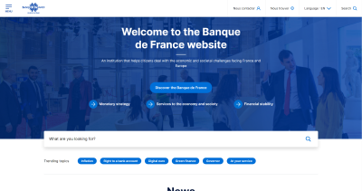 Screenshot from Bank of France's Website
