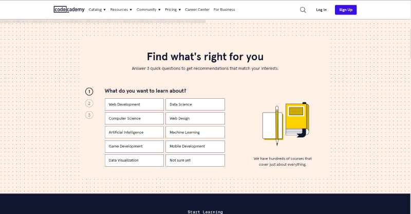 Screenshot from CodeCademy's site