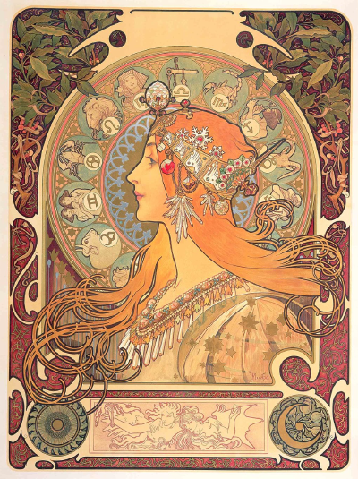 Alphonse Mucha, Zodiac calendar for La Plume, 1897