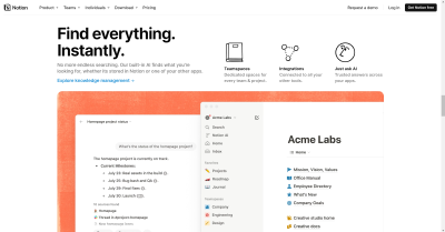 Screenshot from Notion's site